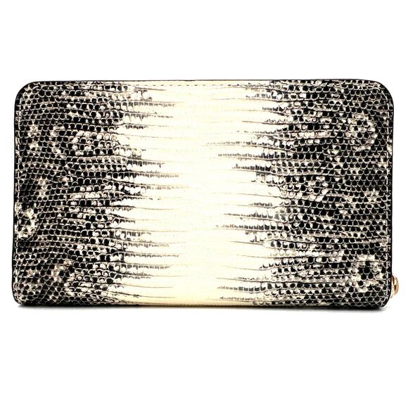 Coach Medium Id Zip Wallet in Lizard-embossed Black & White Leather CS591 - Picture 2 of 7